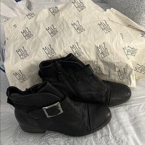 Miz Mooz Black Ankle Boots with Suede Texture